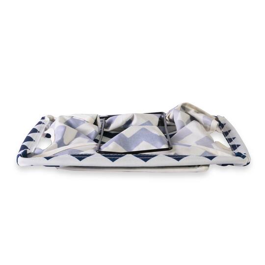 Nautical Blue Polyester Chevron Trapezoid Bin